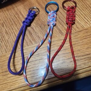 Handmade Paracord Keychain Trio - Purple, Red, Red/White/Blue